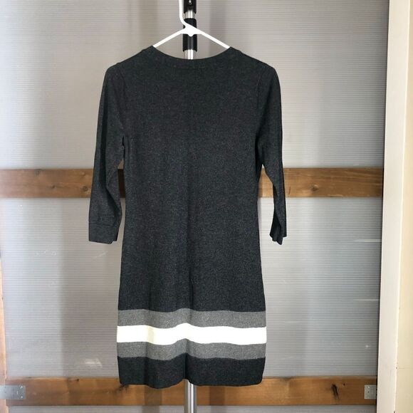 BANANA REPUBLIC FACTORY Rabbit Hair Blend Grey White Colourblock Knit Dress Sz M - Picture 4 of 6